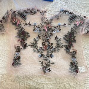 Dalia Floral Embroidered Sheer Blouse
